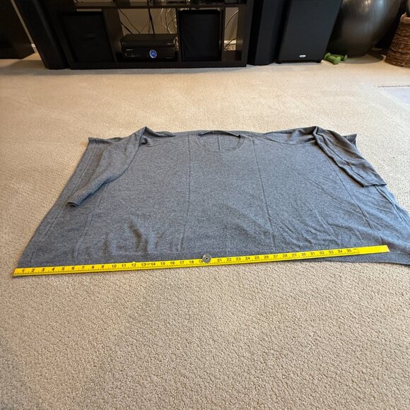 InCashmere 100% cashmere Crewneck Sweater Topper Grey Pointell LARGE Oversize - Picture 9 of 12